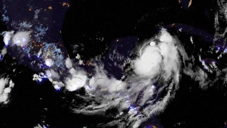 Satellite images show lightning strikes surrounding Tropical Storm Idalia