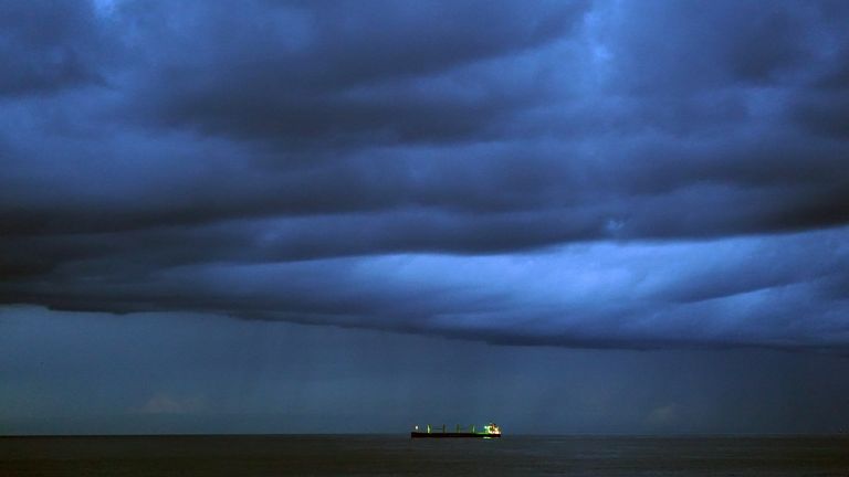 Cullercoats Bay in northeast England was recently hit by stormy weather
