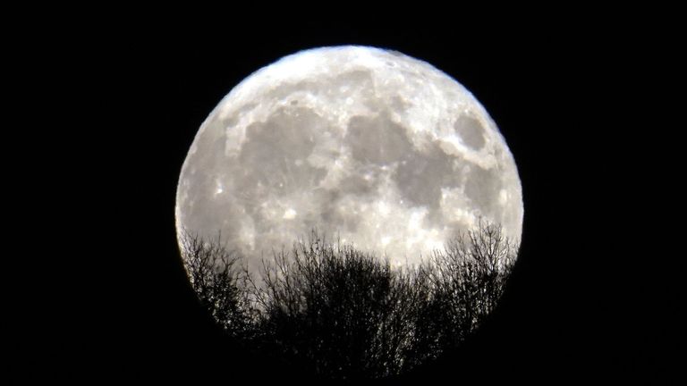 The super blue moon rising over the Penshaw Monument in Sunderland