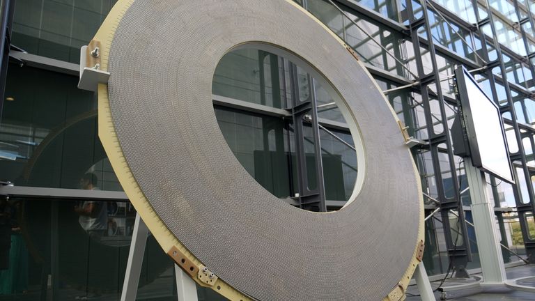 A view shows one of the superconductor coils which are assembled to form the giant magnet within which the magnectic field is 11.7 T., the core component of the most powerful MRI (Magnetic Resonance Imaging) scanner in the world to be used for human brain imaging at the Neurospin facility of the CEA Saclay Nuclear Research Centre near Paris, France, September 17, 2019. Picture taken September 17, 2019. REUTERS/Thierry Chiarello