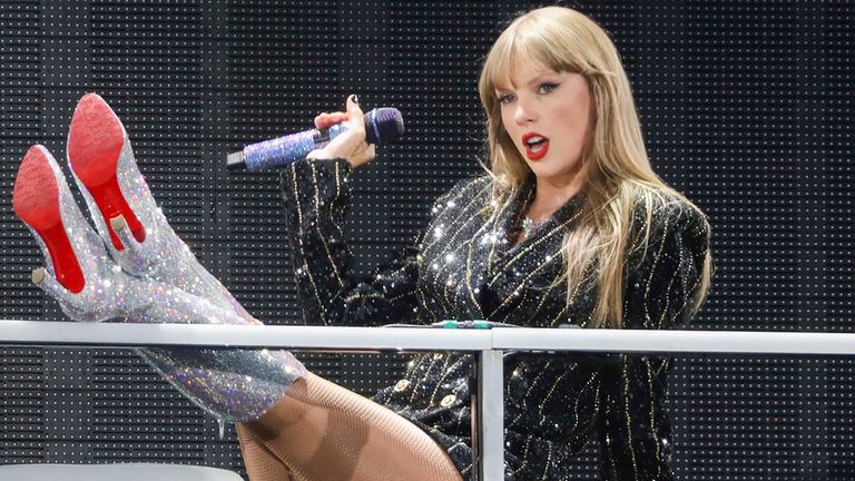 Taylor Swift performs at Levi's Stadium in Santa Clara, Calif. Friday, July 28, 2023. (Jessica Christian/San Francisco Chronicle via AP)