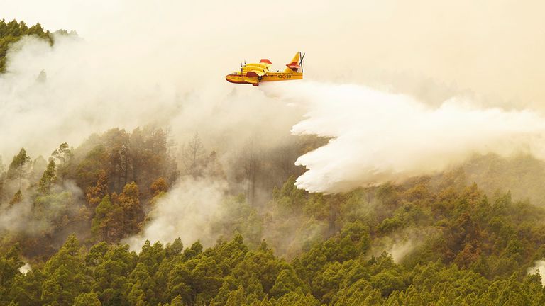 Seventeen planes are working on the fire, say authorities. Pic: AP