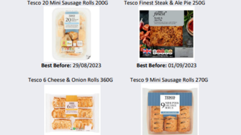 The products recalled by the supermarket Pic: Tesco