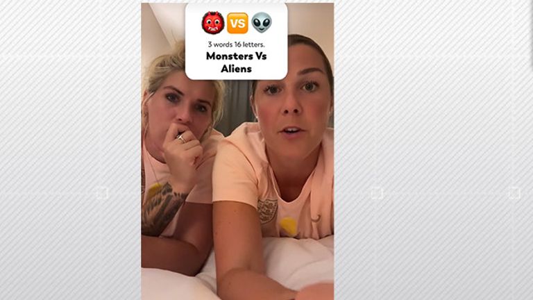 This clip shows Mary Earps and Millie Bright doing a TikTok challenge in which they have to guess the film only by the emojis shown - it has over 3 million views. Credit: @maryearps1 via TikTok
