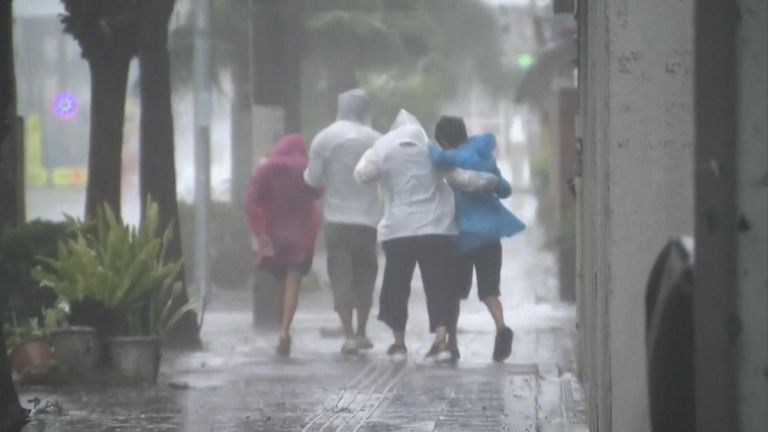A powerful typhoon slammed Okinawa and other islands in southwestern Japan with high winds and heavy rain. At least one person was killed and several were injured, according to local reports. 