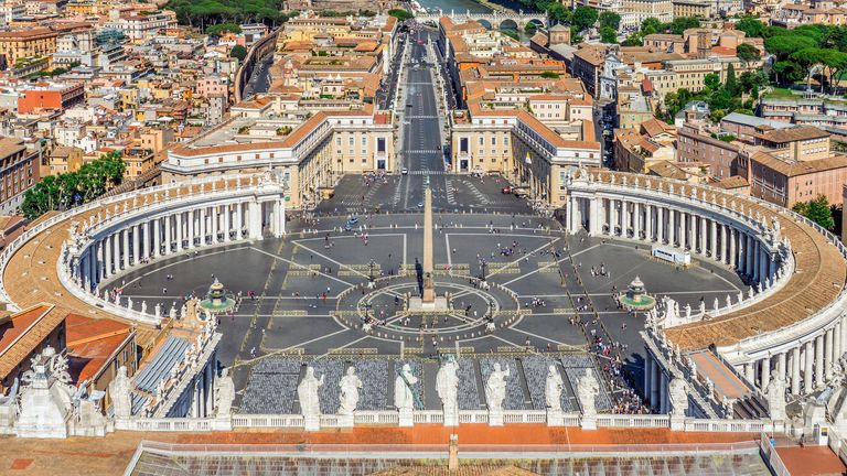 Aerial view of Vatican City stock photo