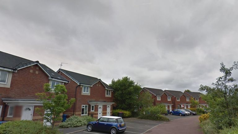 Three masked suspects were seen leaving an address in Velour Close, Salford. Pic: Google 