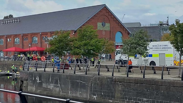 Emergency services respond at Swansea Marina.  Pic: Gregor Kreithaner