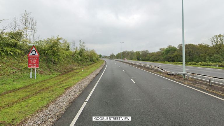 The A4042 between New Inn and McDonalds roundabouts