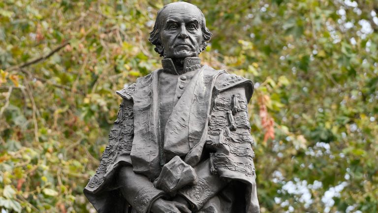 The Gladstone Memorial, a statue of former British Prime Minister William Gladstone, the son of sugar and coffee plantation owner John Gladstone, in London 
Pic:AP