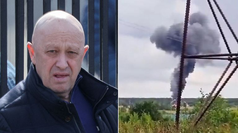Yevgeny Prigozhin and the scene of the plane crash