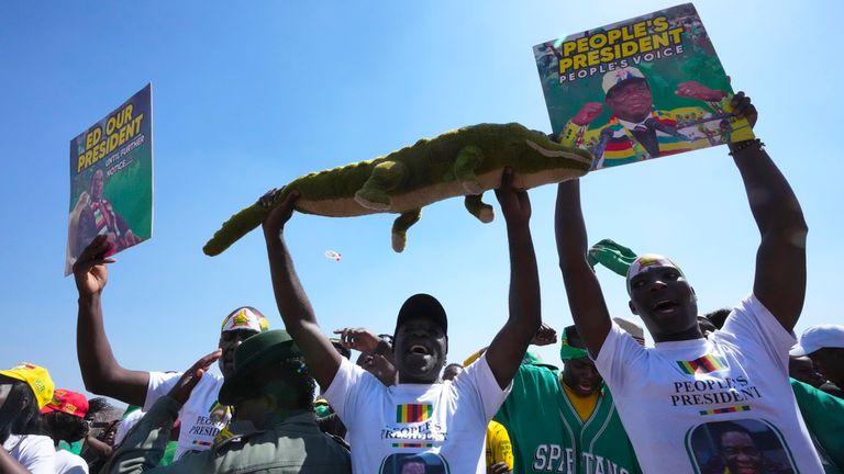 Supporters of Zimbabwean President Emmerson Mnangagwa. Pic: AP