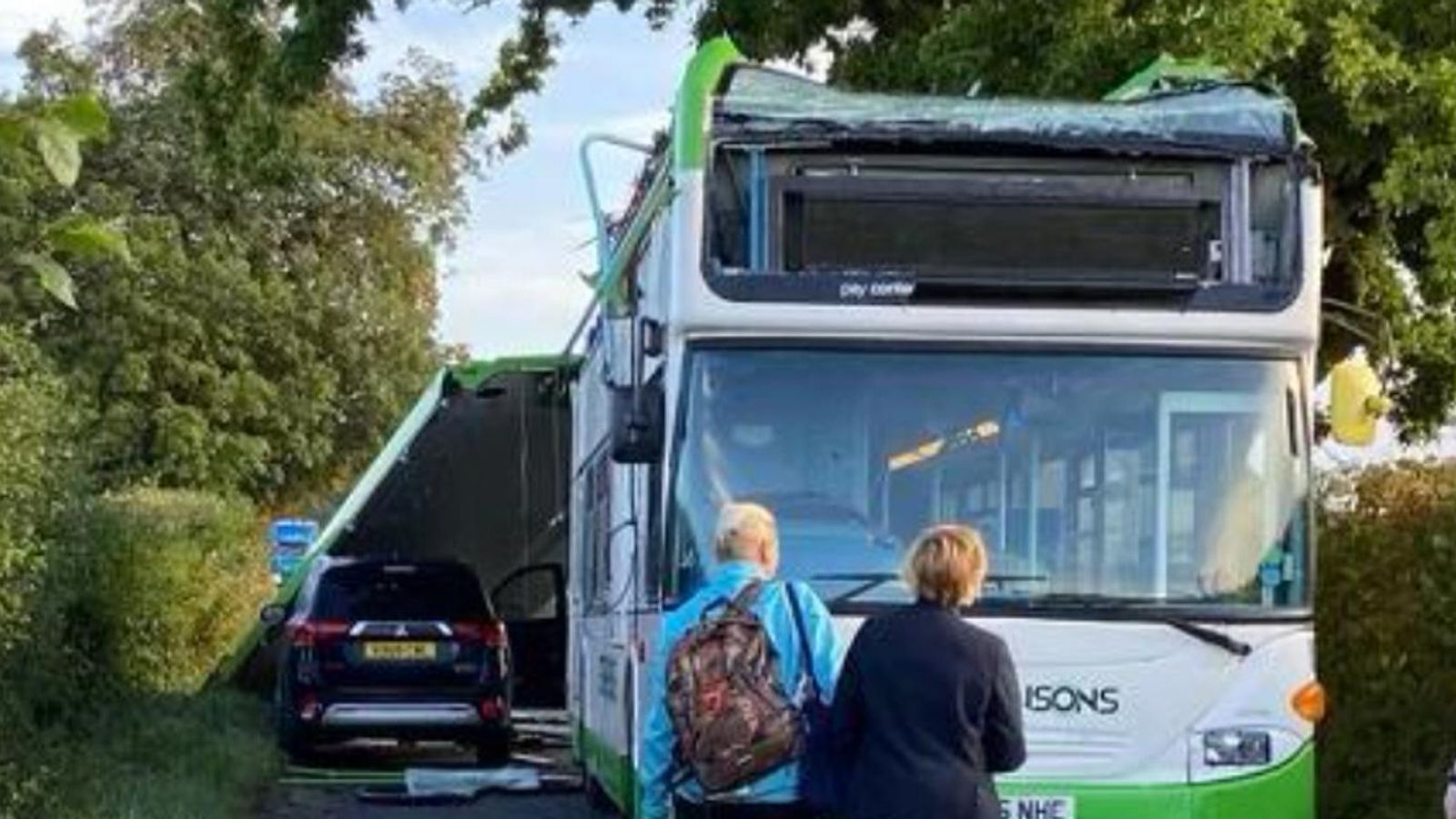Children taken to hospital after bus roof ripped off in Essex crash