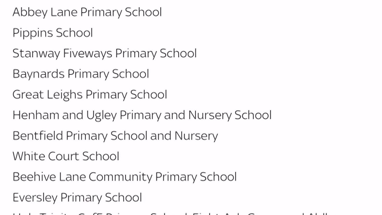 The government has published a list of schools identified with collapse prone concrete after days of mounting pressure