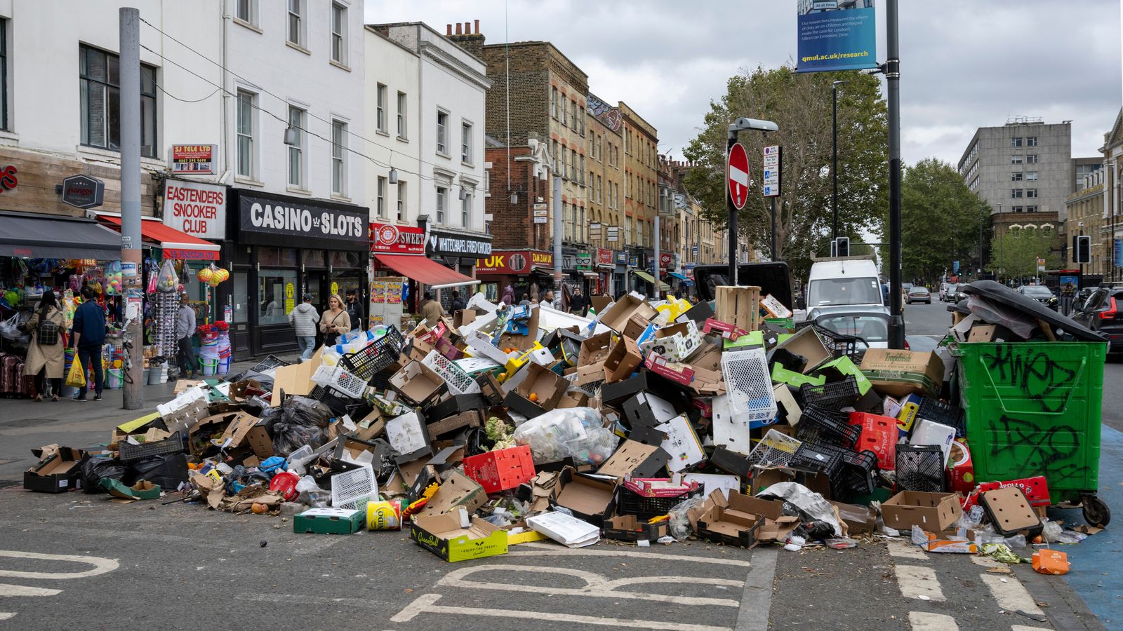 Tower Hamlets: Rubbish piles up in east London as refuse workers’ strike enters second week | UK News