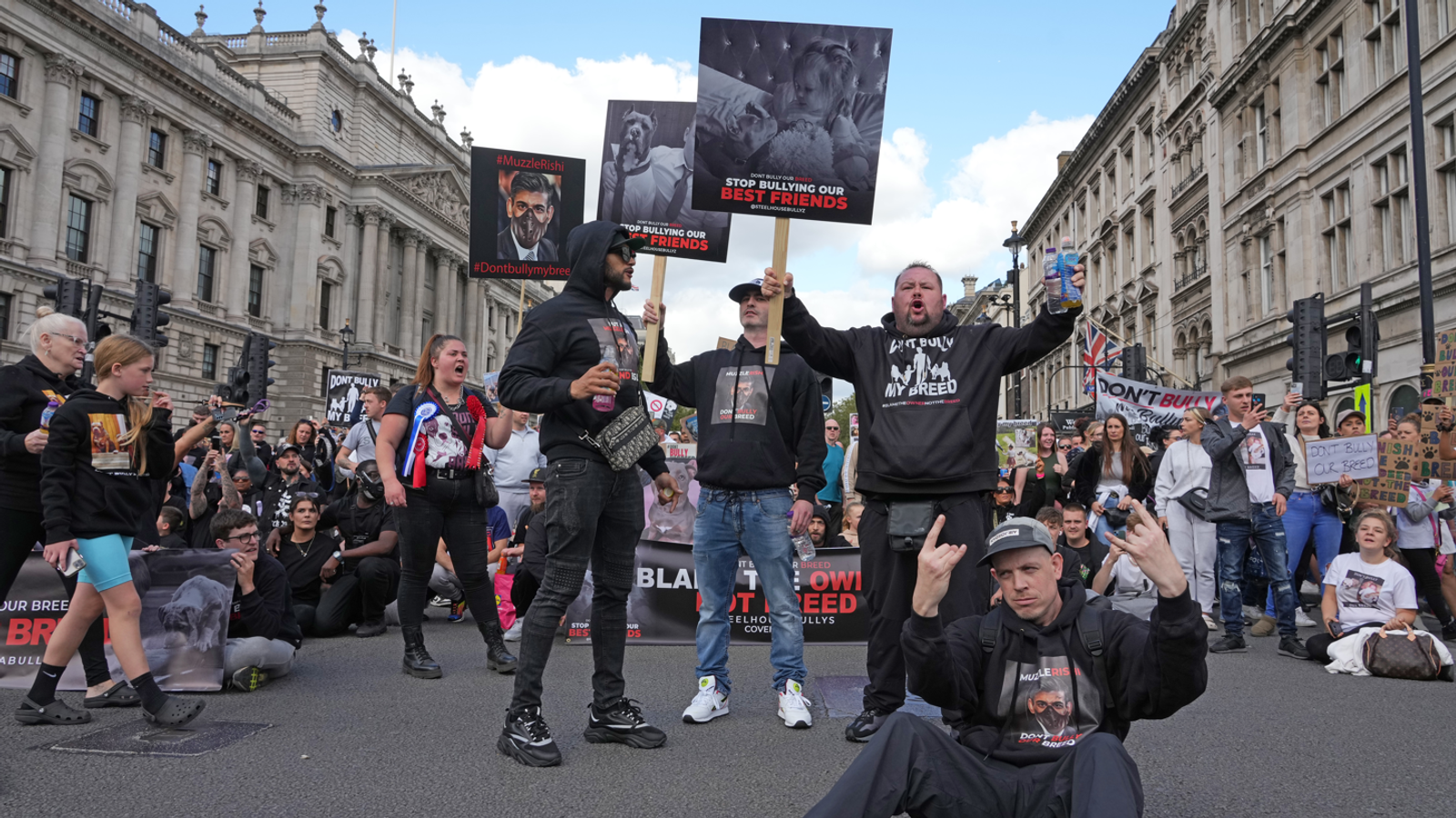 XL bully protesters rally in London after ban by Rishi Sunak - as man ...