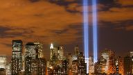  09-12-2006 ALSO Ran on: 10-08-2006 Shafts of light represented the fallen twin towers of the World Trade Center on Sept. 11, 2006. (Michael Macor/San Francisco Chronicle via AP)
