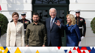President Joe Biden and first lady Jill Biden welcome Ukrainian President Volodymyr Zelenskyy and his wife Olena Zelenska on the South Lawn of the White House