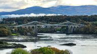View of the Menai Bridge in Anglesey, North Wales