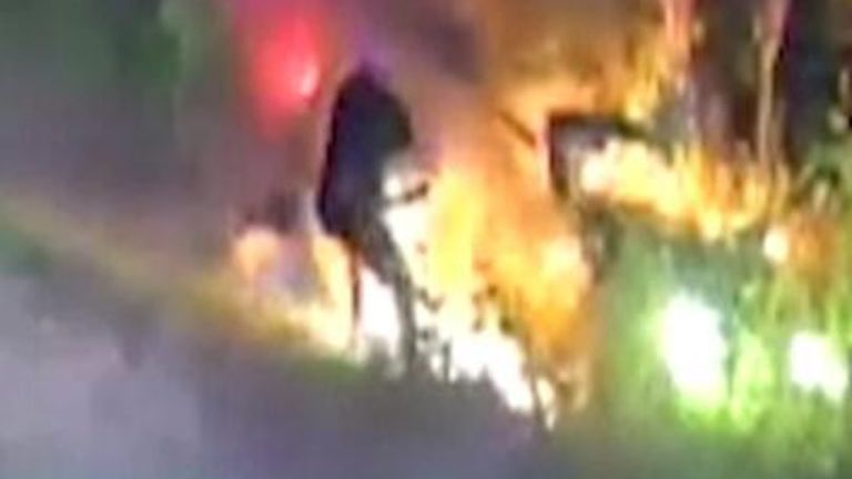 Oklahoma car on fire