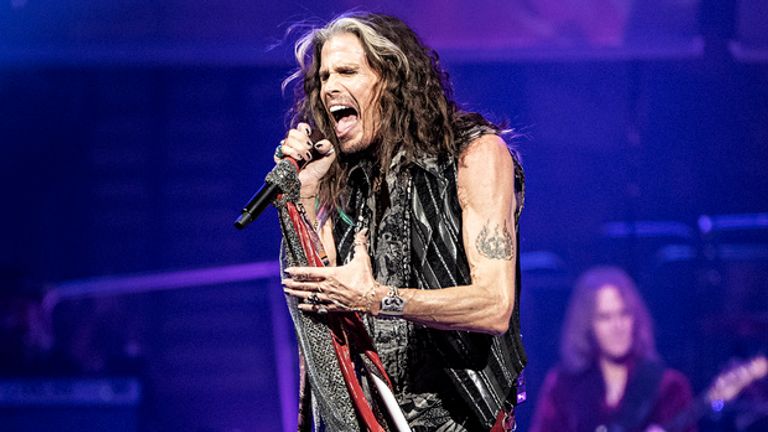 Steven Tyler of Aerosmith performs during night one of their "Peace Out: The Farewell Tour" on Saturday, Sept. 2, 2023, at Wells Fargo Center in Philadelphia. (Photo by Amy Harris/Invision/AP)
