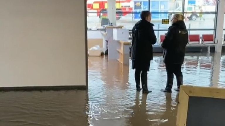 Exeter Airport has been forced to close due to flooding - with an amber weather warning for thunderstorms issued for part of the South West.