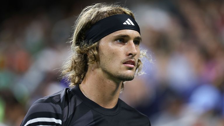 Alexander Zverev stopped play during the last-16 match. Pic: AP