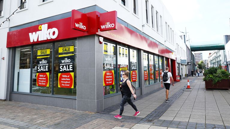 A branch of the discount retail homeware store Wilko is seen in Altrincham 