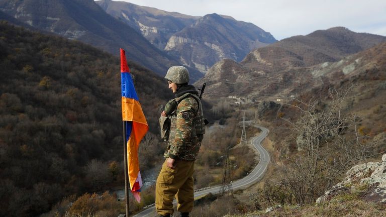 An ethnic Armenian soldier in Nagorno-Karabakh. File pic: AP