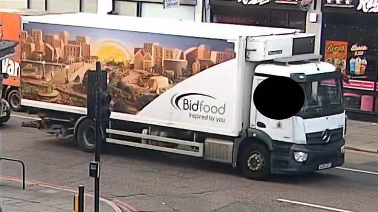 The Bidfood truck under which Daniel Abed Khalife escaped HMP Wandsworth. Pic: Met Police