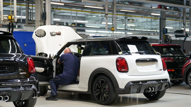 BMW Minis on the production line at the BMW Mini plant at Cowley in Oxford, as the company announced plans to build its next-generation electric Mini in Oxford after securing a Government funding package. Picture date: Monday September 11, 2023.