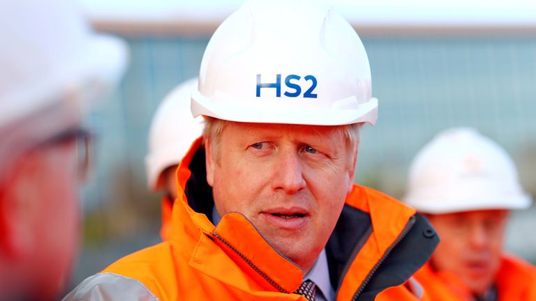 Prime Minister Boris Johnson during a visit to Curzon Street railway station in Birmingham where the HS2 rail project is under construction.