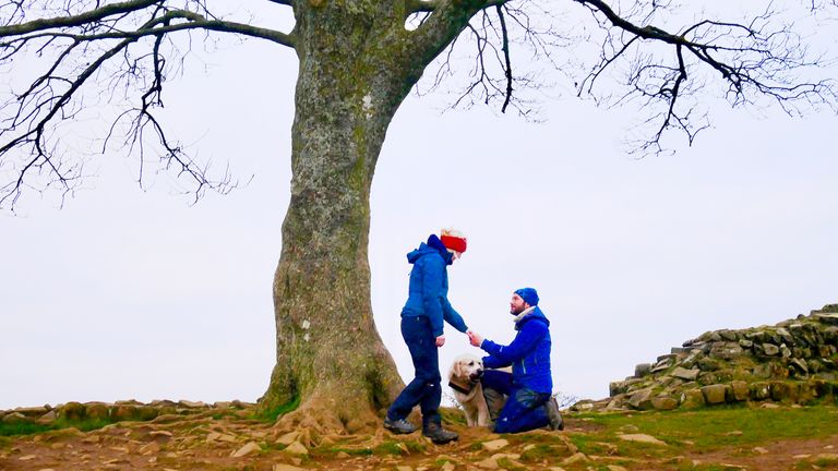 Brendon Hayward proposed under the Sycamore Gap in  2021 