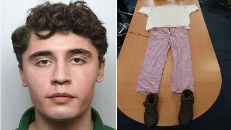 Daniel Abed Khalife and clothing similar to what he was wearing when he escaped. Pic: Met Police
