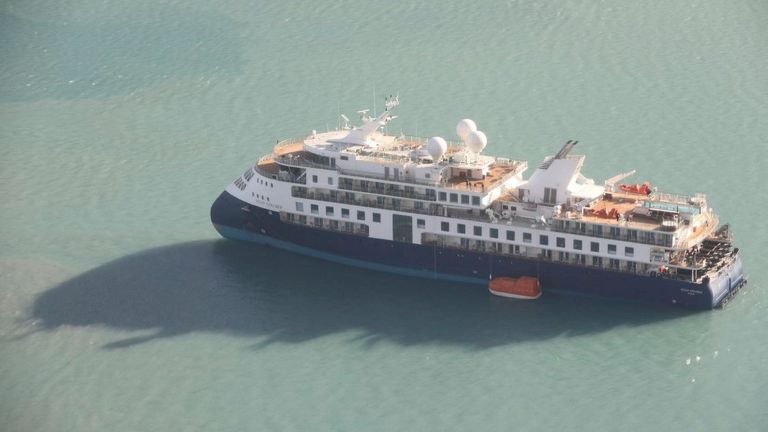 The Ocean Explorer ran aground on Monday in Alpefjord in a national park