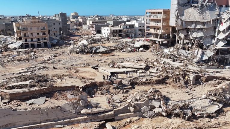 The devastating damage unleashed after the floods in Derna Pic: Marwan Alfaituri/Reuters