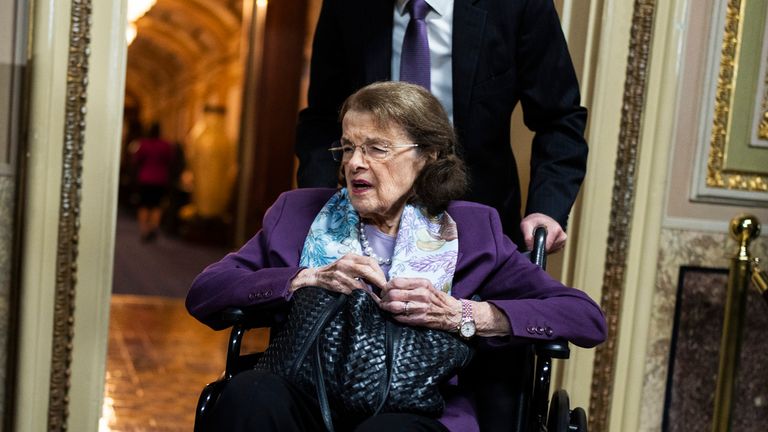 Feinstein seen in the US Capitol on 12 September Pic: AP 
