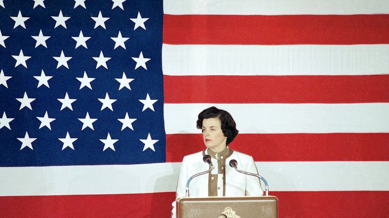 San Francisco Mayor Dianne Feinstein, pictured in 1984, 'broke down barriers and glass ceilings' Pic: AP 