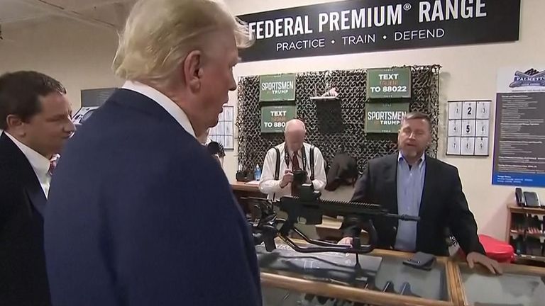 Donald Trump tours a gun shop in South Carolina