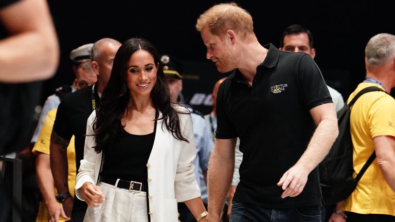 The Duke and Duchess of Sussex at the Merkur Spiel-Arena during the Invictus Games in Dusseldorf, Germany. Picture date: Wednesday September 13, 2023.