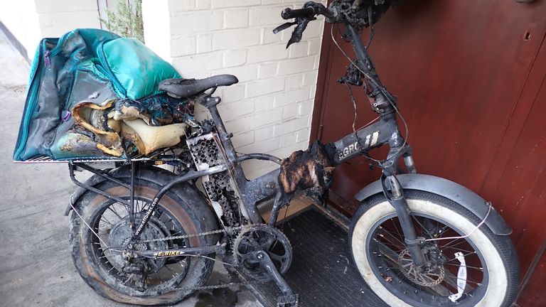 A man suffered life-changing injuries in Highgate, north London after his e-bike caught fire Pic: London Fire Brigade