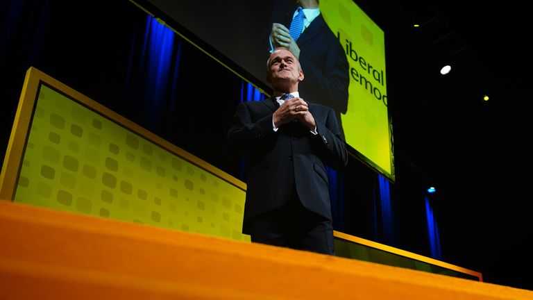 Liberal Democrat leader Ed Davey delivers his keynote speech during the Liberal Democrat conference at the Bournemouth Conference Centre. Picture date: Tuesday September 26, 2023.