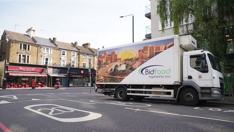 A Bidfood delivery lorry parked near to the area in Upper Richmond Road (A205), where a lorry belonging to the company was stopped by police near to the junction with Carlton Drive at 8.37am on Wednesday, following the escape of Daniel Khalife from nearby HMP Wandsworth. Picture date: Friday September 8, 2023.