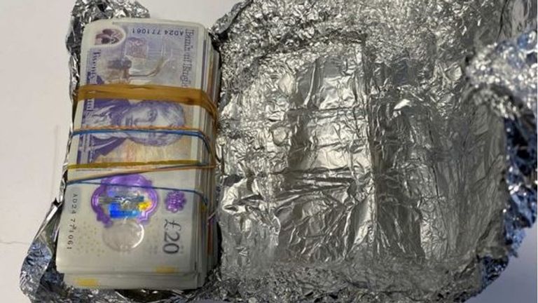 £70,000 in cash was wrapped in foil
