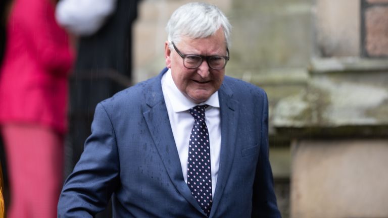 MSP, Fergus Ewing leaves following a memorial service at Inverness Cathedral, in Scotland, for his mother and former SNP MP, MEP and MSP, Winnie Ewing, who died in June. Picture date: Saturday July 15, 2023.