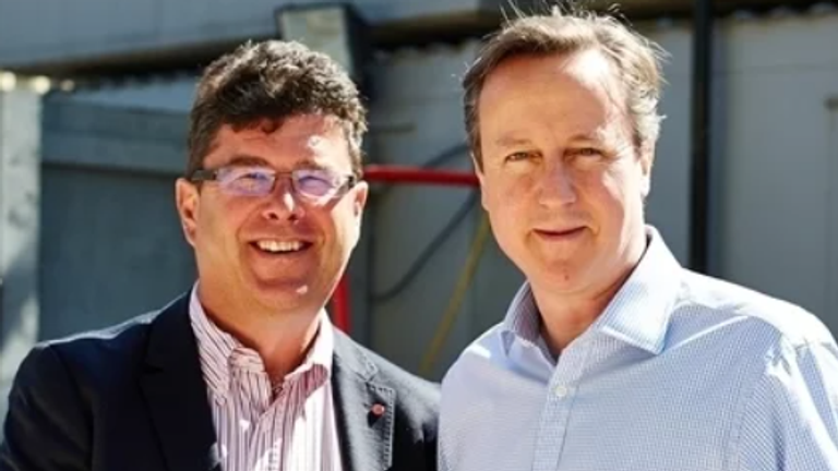 Frank Hester and David Cameron. Supplied
