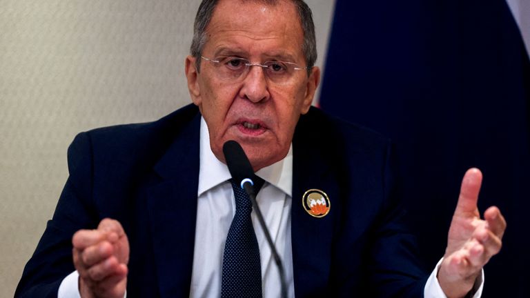 FILE PHOTO: Russian Foreign Minister Sergei Lavrov speaks at a press conference, during the G20 summit, in New Delhi, India, September 10, 2023. REUTERS/Francis Mascarenhas/File Photo
