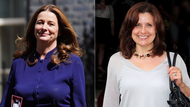 (L-R) Gillian Keegan MP and actress Rebecca Front, who plays Nicola Murray in The Thick of It