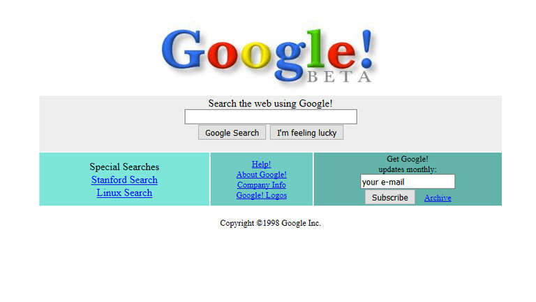 Google in 1998. Pic: Web Design Museum