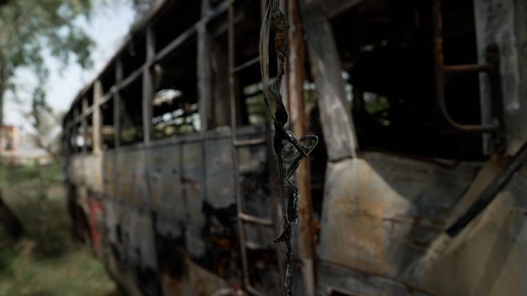 Buses were destroyed during violence in Haryana